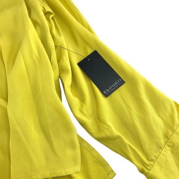 NWT Eloquii Chartreuse Button Down Long Sleeve Shirt - Picture 4 of 6